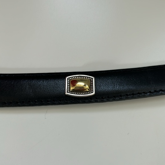 Brighton Slim Black Leather Belt with Gold and Silver # 4A303 - Picture 10 of 10